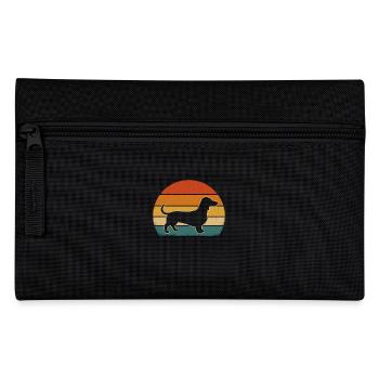 Vintage Dackel Silhouette – Retro Sonnenuntergang - Federtasche - Schwarz - Vorne