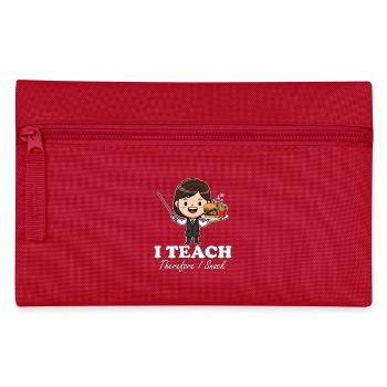 J’ENSEIGNE, DONC JE GRIGNOTE - CADEAU POUR L’ENSEIGNANT - Trousse - rouge - Devant