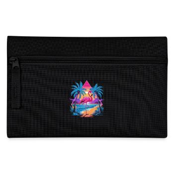 Flamingo Beach Paradise Retro Tropical - Pencil Case - black - Front
