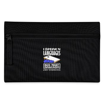 Je parle quatre langues Cornhole Joueurs - Trousse - noir - Devant