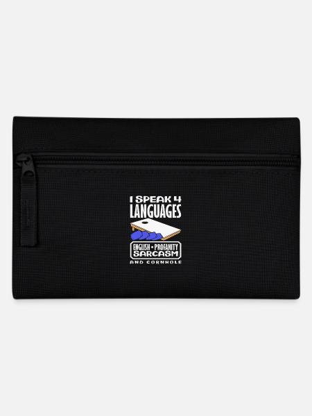 Ich Spreche Vier Sprachen Cornhole Spieler - Federtasche - Schwarz