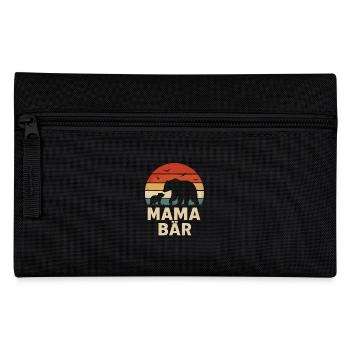 Retro Mama Bär mit Baby Bär Silhouette - Federtasche - Schwarz - Vorne