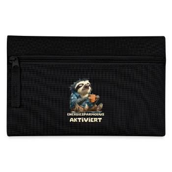 Funny sloth with saying Energiesparmous active - Pencil Case - black - Front