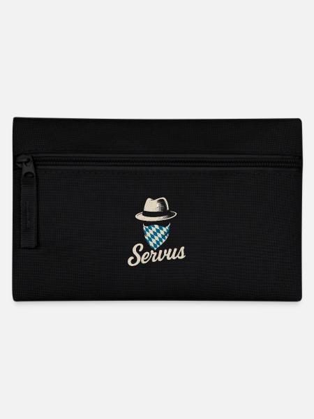Servus – Bayerischer Gruß im Vintage Look - Federtasche - Schwarz
