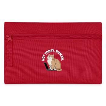 Katzen Spruch Not Today Human Büro Cat Homeoffice - Federtasche - Rot - Vorne