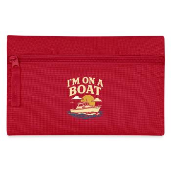 Ich Bin Auf Einem Boot Lustiger Spruch Kapitän - Federtasche - Rot - Vorne