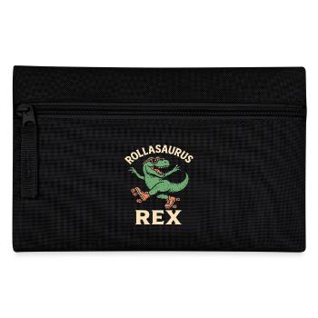 Dinosaurier mit Sonnenbrille fährt Rollschuhe - Federtasche - Schwarz - Vorne