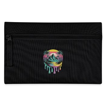 Tropical Island Sunset Palm Trees Art - Pencil Case - black - Front
