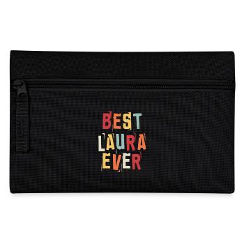 Meilleur Laura Jamais Prénom Texte Rétro Cadeau - Trousse - noir - Devant