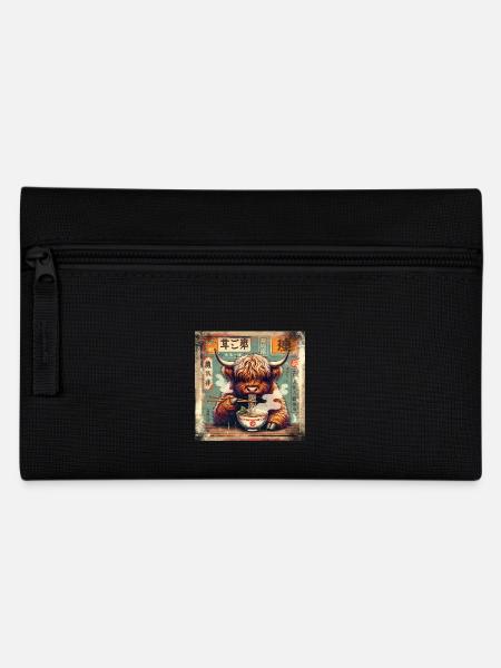 Ramen Highland Cow Grunge Poster Style - Federtasche - Schwarz