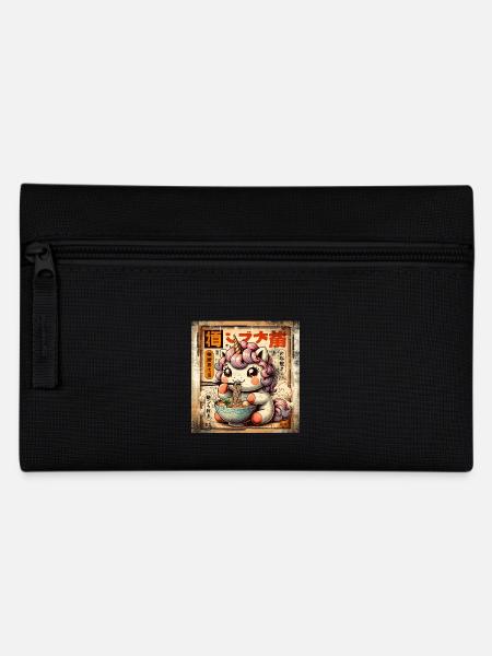 Ramen Unicorn Grunge Poster Style - Pencil Case - black
