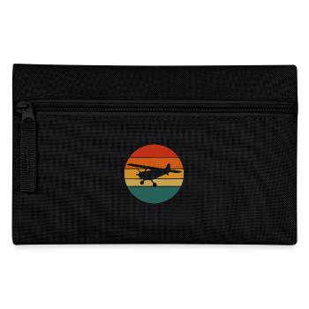 Retro Flugzeug – Sonnenuntergang Design - Federtasche - Schwarz - Vorne