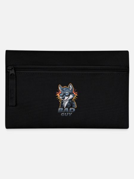 Cooler Wolf Mit Sonnenbrille Und Lederjacke - Bad - Federtasche - Schwarz
