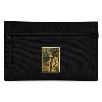 Skeleton with brain on basketball court - Pencil Case - black - Front