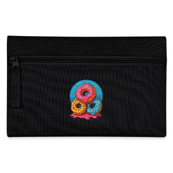 Drei bunte Donuts mit Glasur und Streuseln - Federtasche - Schwarz - Vorne