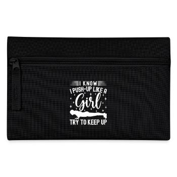 Gym Junkies Push-Up Like A Girl Keep Up - Pencil Case - black - Front