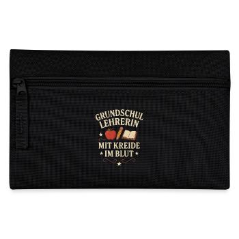 Grundschullehrerin Kreide Schule Lehrer Spruch - Federtasche - Schwarz - Vorne