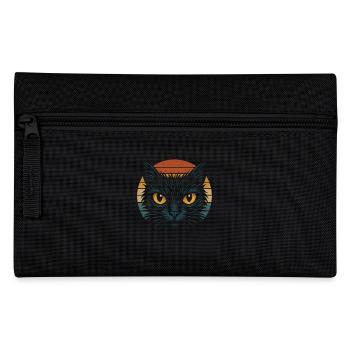 Oeil de Chat Jaune Rétro Coucher de Soleil Chat Vintage - Trousse - noir - Devant