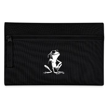 Grenouille - Amphibien Dessin Animé Cadeau - Trousse - noir - Devant