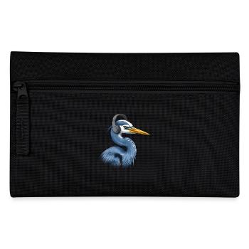Reiher mit Kopfhörer - Federtasche - Schwarz - Vorne