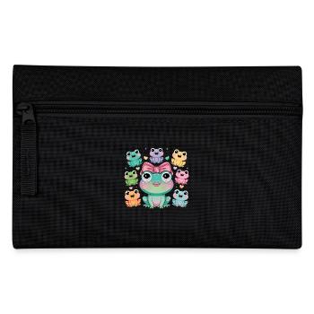 Cheerful frog family with bow for kids - Pencil Case - black - Front