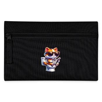 Katze Toilette Zeitung - Federtasche - Schwarz - Vorne