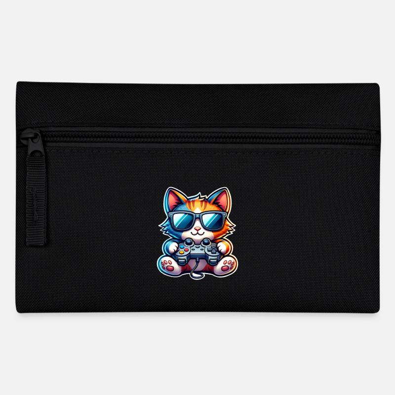 Katze Gaming Gamer - Federtasche - Schwarz