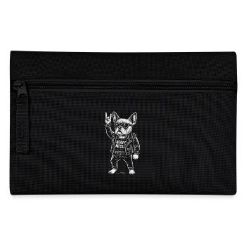 Heavy Metal Hund Rock Musik Französische Bulldogge - Federtasche - Schwarz - Vorne