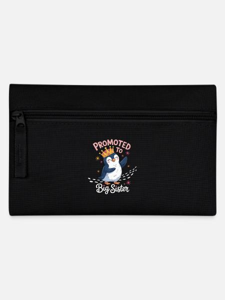 Zur großen Schwester befördert – Pinguin Design - Federtasche - Schwarz
