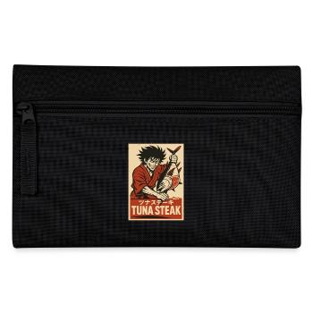 Man in kimono with tuna and lettering "Tuna - Pencil Case - black - Front