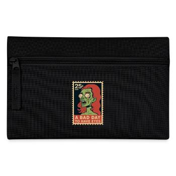 Zombie mit Glubschaugen und Spruch - Federtasche - Schwarz - Vorne