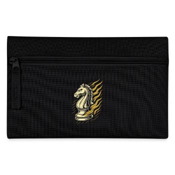 Chess Player Knight Figure Board Game - Pencil Case - black - Front