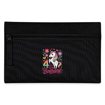 Unique Unicorn It's My 4th Birthday Motif - Pencil Case - black - Front
