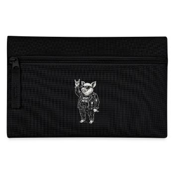 Heavy Metal Schwein Rock Musik Lustig Retro - Federtasche - Schwarz - Vorne
