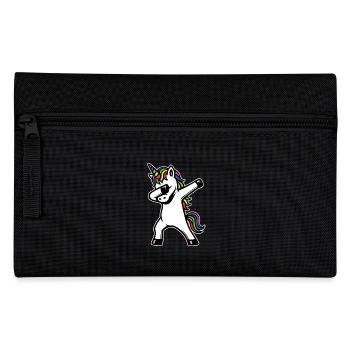 Einhorn dabbing - Regenbogen Farben - Geschenk - Federtasche - Schwarz - Vorne