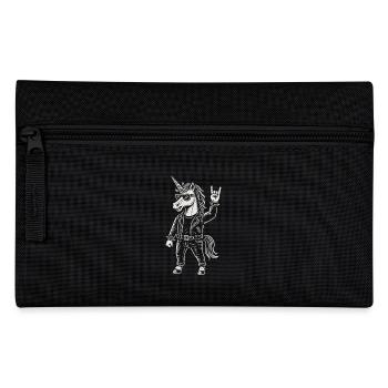 Rockmusik Einhorn Lustig Heavy Metal Mann Frau - Federtasche - Schwarz - Vorne