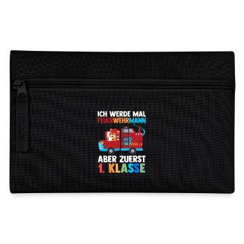 Feuerwehr Erste Klasse Einschulung Schulkind - Federtasche - Schwarz - Vorne
