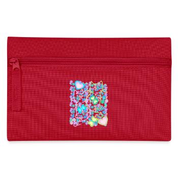Chat Floral Rétro Chats Fille Enfant - Trousse - rouge - Devant