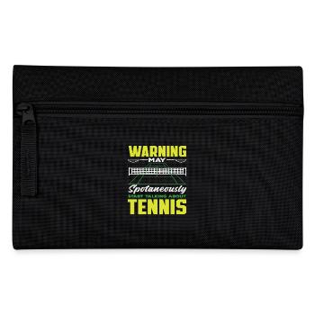 Tennis Player Warning Talking About Tennis - Pencil Case - black - Front
