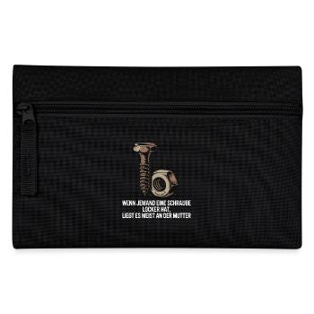 Wenn jemand eine Schraube locker hat Mutter Spruch - Federtasche - Schwarz - Vorne