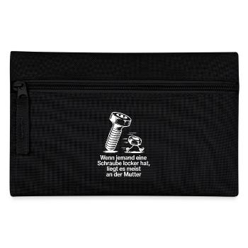 Wenn jemand eine Schraube locker hat Mutter Spruch - Federtasche - Schwarz - Vorne