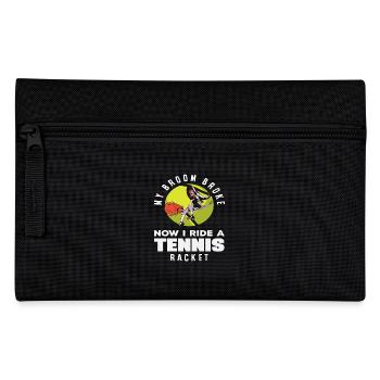 Tennis Player Witch With Tennis Racket - Pencil Case - black - Front