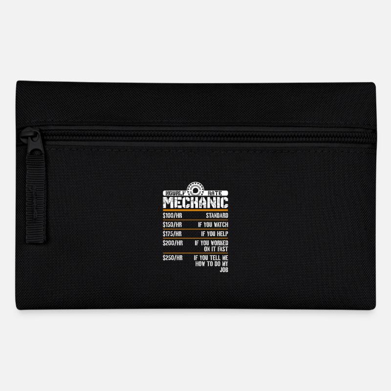 Mechaniker-Stundensatz – Lustige Garagenregeln - Federtasche - Schwarz