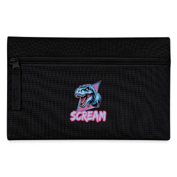 T-Rex Scream Retro Dinosaur Art - Pencil Case - black - Front