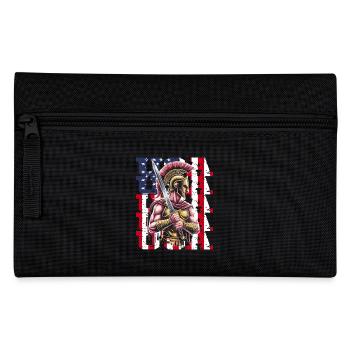 USA Spartan warrior with sword in front of flag - Pencil Case - black - Front