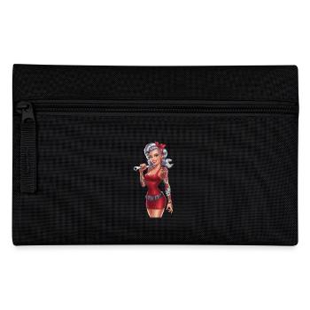 Strong female mechanic with tattoos and - Pencil Case - black - Front