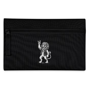 Musique rock, Lion, Drôle, Heavy metal, Rétro - Trousse - noir - Devant