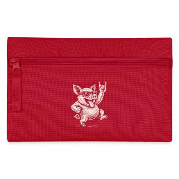 Rock Music Funny Heavy Metal Pig Retro - Pencil Case - red - Front