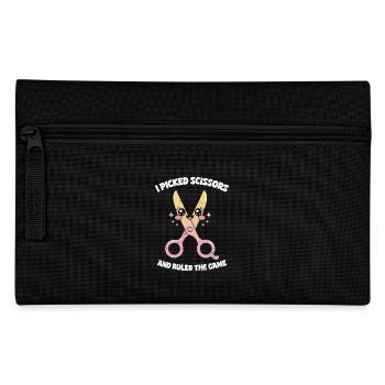Picked Scissors Ruled Game - Scissors Stone Paper - Pencil Case - black - Front