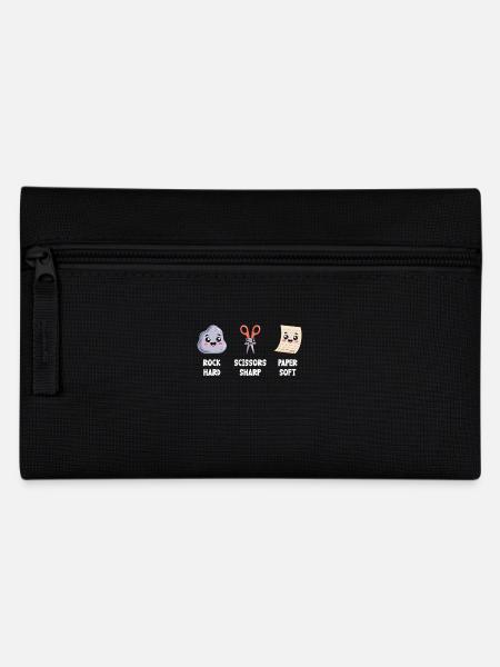 Schere Stein Papier Kawaii Spielfiguren - Federtasche - Schwarz